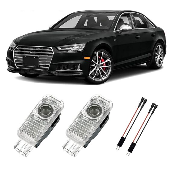 Sylswx 2 Stück Autotür Licht Projektor S Logo Türbeleuchtung für Audi A1/A3/A4/A5/A6/A7/A8/Q2/Q3/Q5/Q7/Q8/TT/R8, Türprojektoren Einstiegsbeleuchtung Unterbodenbeleuchtung Auto Zubehör