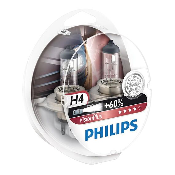 Philips 12342VPS2 VisionPlus +60% H4 Scheinwerferlampe 12342VPS2, 2er Set