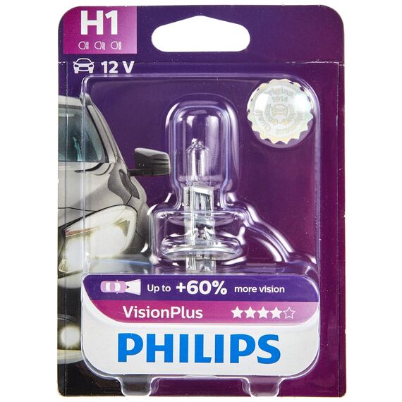 PHILIPS 12258VPB1 VisionPlus +60% H1 Scheinwerferlampe 12258VPB1, 1er Blister (Packung mit 2)