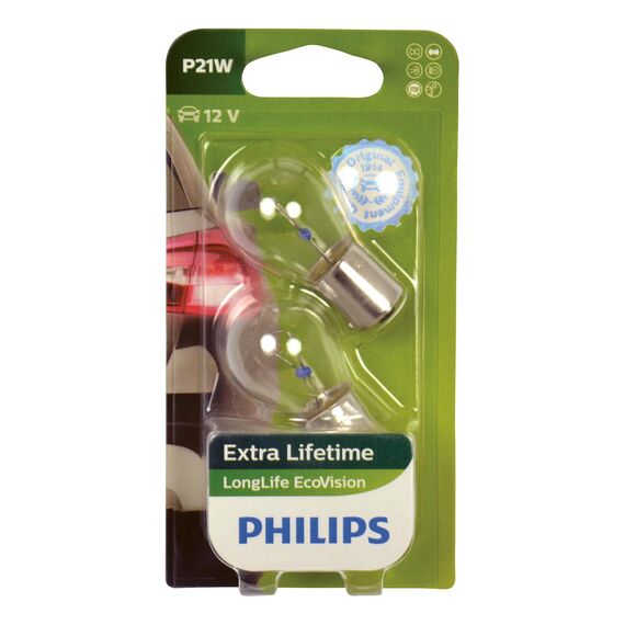 Philips P21W 12V 21W BA15s LongLife Ecovision, Doppelblister