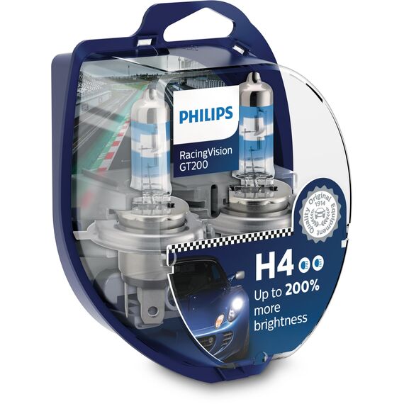 Philips RacingVision GT200 H4 Scheinwerferlampe +200%, Doppelset