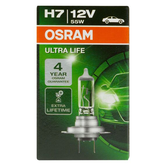 Osram ULTRA LIFE H7, Halogen-Scheinwerferlampe, 64210ULT, 12V PKW, Faltschachtel (1 Stück) (Packung mit 2)