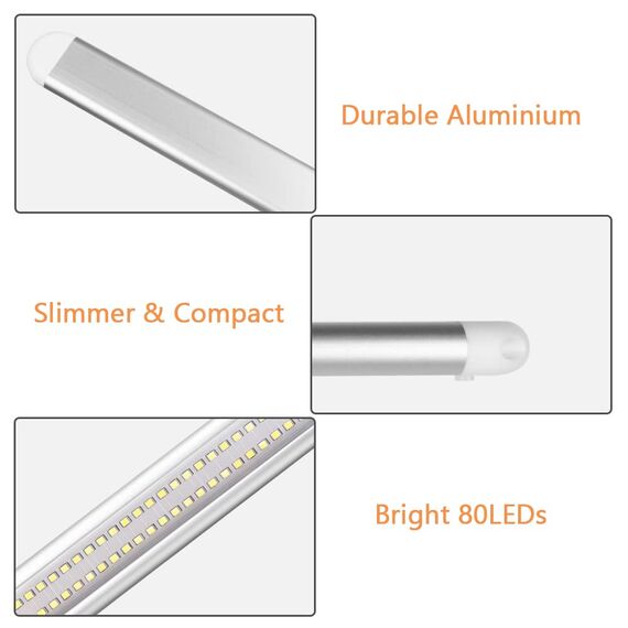 URAQT 12 V LED-Innenlichtleiste, 80 LEDs, 1600 lm, 8 W Gleichstrom, 12 Volt, LED-Lichtstreifen mit An-/Aus-Schalter mit 2 Verlängerungskabeln für Wohnmobil, LKW, Van, Wohnmobil, Anhänger
