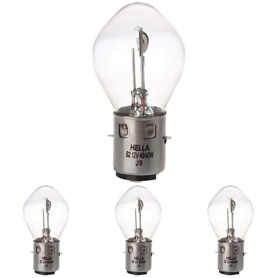Hella 8GD 002 084-151 Glühlampe - S2 - Standard - 12V - 45/40W - Sockelausführung: BA20d - Schachtel - Menge: 1 (Packung mit 4)
