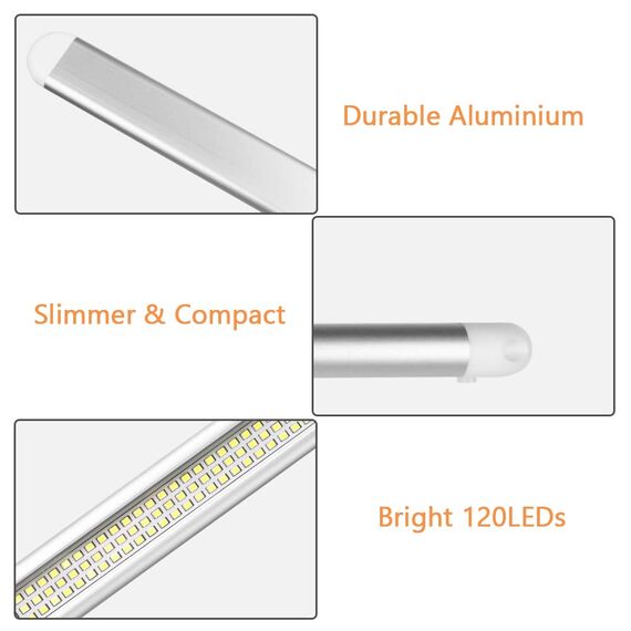 URAQT 120 LED Innenbeluchtung, 2 Stück 12V Leiste 1600LM 8W DC Innenlichtleiste Mit 2 Verlängerungskabeln y Schalter für Auto Wohnmobil Van Bus Caravan Boat Küche Bad Bar LKW