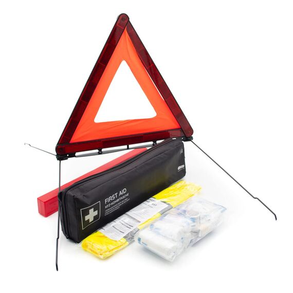 KFZ-Verbandtasche inkl. Warndreieck und Warnweste nach aktueller DIN 13164:2022 | Gültig für 2026 | Verbandkasten/Erste Hilfe Set für PKW/Auto/Motorrad (2x KFZ-Verbandtasche lang)