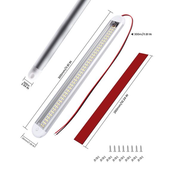 Bonlux 120 LED Auto Innenbeleuchtung, 4 Stück 12V LED Leiste Innenlichtleiste mit Schalter für Wohnmobil Van Bus Caravan Boat Küche Bad Bar LKW, 6500 K, 1800 Lm, Ultrahell