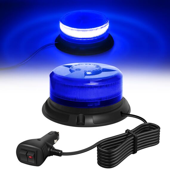 Dinfu Blaulicht Auto 12V Rundumleuchte blau magnet Frontblitzer 9 Blinkend Leuchte Warnleuchte mit 3 Meters Kfz-Ladekabel für Polizei Auto Pkw LKW UTV