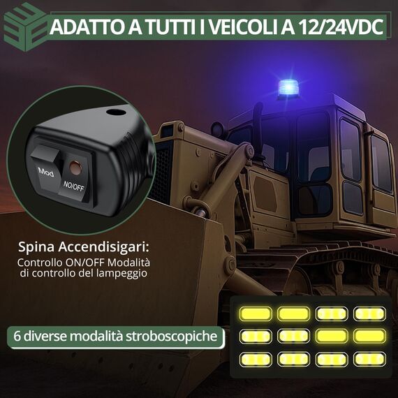 EYPINS Rundumleuchte 12V 24V 72 LED-Warnleuchte Auto, Blau Rundumleuchte Magnet 6 Blitzmuster Blinklicht Auto, 5M Kabel Warnlicht Blinkleuchte Strobe Beacon Light für Truck KFZ LKW Traktor SUV