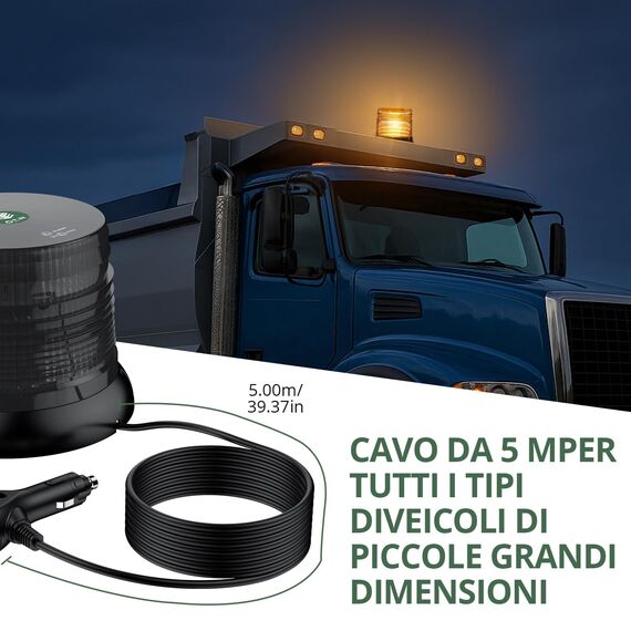 EYPINS Rundumleuchte 12V 24V 72 LED-Warnleuchte Auto, Gelb Rundumleuchte Magnet 6 Modi Blinklicht Auto, 5M Kabel Warnlicht Blinkleuchte Strobe Beacon Light für Truck KFZ LKW SUV | PC-Antireflex-Visier