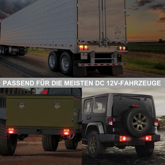 Justech Rückleuchten Rücklicht Set PKW-Anhänger Rücklicht Komplettset Leuchtensatz Anhängerbeleuchtung 12V 7-Pin Stecker mit 7,5m Kabel 5 Funktionen mit E11 für Wohnwagen Anhänger KFZ