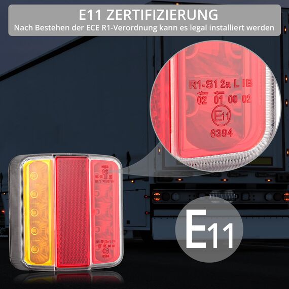 Justech 2PCS 18 LEDs Anhänger-Rücklichter mit 7,5 m Kabel und 7-poligem Stecker, 12V 3 Funktionen IP65 Rücklichtbirne Bremslichter Kennzeichenleuchten für LKW, Anhänger, Wohnwagen E11