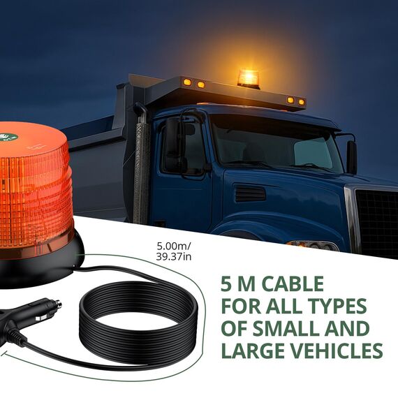 EYPINS Rundumleuchte 12V 24V 72 LED-Warnleuchte Auto, Gelb Rundumleuchte Magnet 6 Blitzmuster Blinklicht Auto, 5M Kabel Warnlicht Blinkleuchte Strobe Beacon Light für Truck KFZ LKW Traktor SUV