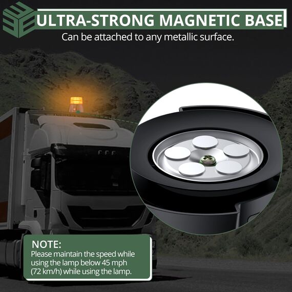 EYPINS Rundumleuchte akku, 12 Blitzmuster Warnleuchte 72 Led Orange Warnlicht Magnet Blinkleuchte Strobe Beacon Light 12V/24V mit Autoladekabel ür Auto LKW KFZ Truck Traktor Lieferwagen| E9 IP65
