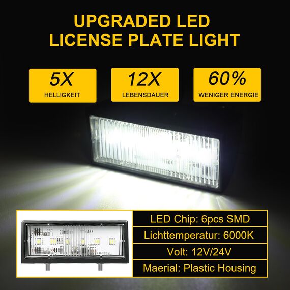 AOHEWEI 2 Stück LED-Kennzeichenbeleuchtung Rückleuchten 12/24 V wasserdicht Perfekt für PKW, Anhänger, LKW oder Boot