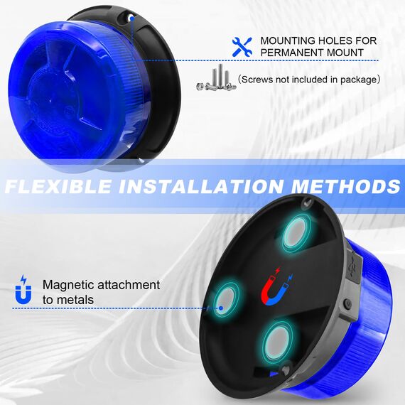 Dinfu Blaulicht akku LED Rundumleuchte blau batterie Blitzleuchten Magnetfuß 9 Blinkend Leuchtmodi mit Kfz-Ladekabel und USB-Kabel für Polizei Auto Pkw LKW UTV