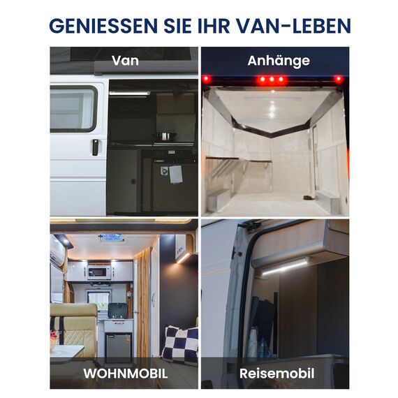 Bonlux 120 LED Auto Innenbeleuchtung, 4 Stück 12V LED Leiste Innenlichtleiste mit Schalter für Wohnmobil Van Bus Caravan Boat Küche Bad Bar LKW, 6500 K, 1800 Lm, Ultrahell