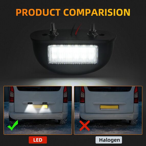 AOHEWEI 2 x LED-Kennzeichenbeleuchtung, Rücklicht für das hintere Kennzeichen, 12/24 V, wasserdicht, ideal für PKW, Anhänger, LKW oder Boote