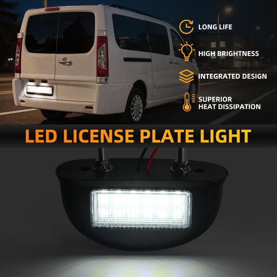 AOHEWEI 2 x LED-Kennzeichenbeleuchtung, Rücklicht für das hintere Kennzeichen, 12/24 V, wasserdicht, ideal für PKW, Anhänger, LKW oder Boote