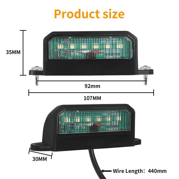 AOHEWEI 2 x LED-Kennzeichenleuchten Hinten Kennzeichenleuchten 12~24V Wasserdicht Perfekt Für LKW-LKW Oder Boot