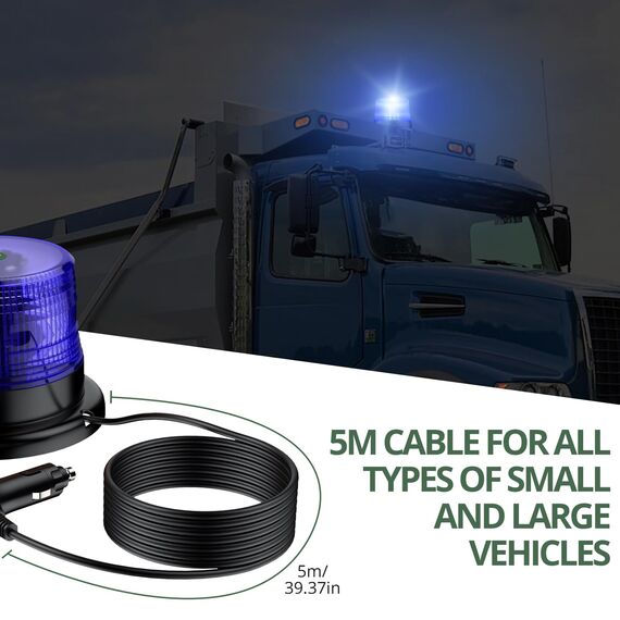 EYPINS 40 LED Rundumleuchte, 40W Auto Warnleuchte, Rundumleuchte Blau, Magnet Warnlicht Blinkleuchte Strobe Beacon Light mit 5 Meters-Kabel für 12V/24V Truck, KFZ, LKW, Traktor | E57 IP65