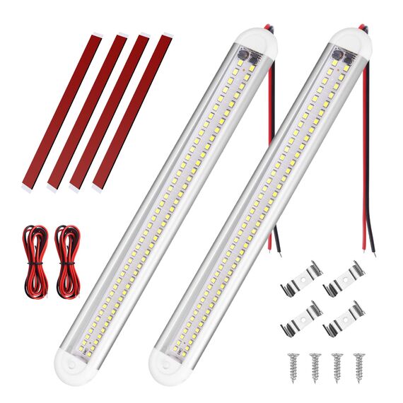 URAQT 12 V LED-Innenlichtleiste, 80 LEDs, 1600 lm, 8 W Gleichstrom, 12 Volt, LED-Lichtstreifen mit An-/Aus-Schalter mit 2 Verlängerungskabeln für Wohnmobil, LKW, Van, Wohnmobil, Anhänger