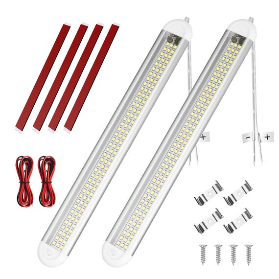 URAQT 120 LED Innenbeluchtung, 2 Stück 12V Leiste 1600LM 8W DC Innenlichtleiste Mit 2 Verlängerungskabeln y Schalter für Auto Wohnmobil Van Bus Caravan Boat Küche Bad Bar LKW