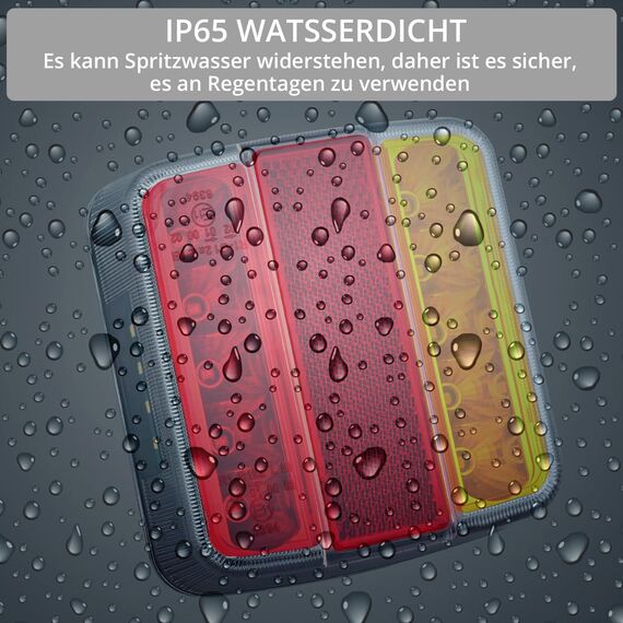 Justech 2PCS 18 LEDs Anhänger-Rücklichter mit 7,5 m Kabel und 7-poligem Stecker, 12V 3 Funktionen IP65 Rücklichtbirne Bremslichter Kennzeichenleuchten für LKW, Anhänger, Wohnwagen E11