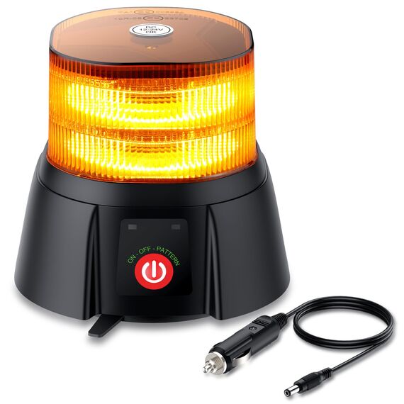 EYPINS Rundumleuchte akku, 12 Blitzmuster Warnleuchte 72 Led Orange Warnlicht Magnet Blinkleuchte Strobe Beacon Light 12V/24V mit Autoladekabel ür Auto LKW KFZ Truck Traktor Lieferwagen| E9 IP65