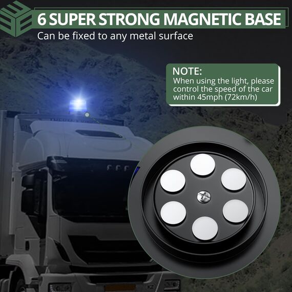 EYPINS 40 LED Rundumleuchte, 40W Auto Warnleuchte, Rundumleuchte Blau, Magnet Warnlicht Blinkleuchte Strobe Beacon Light mit 5 Meters-Kabel für 12V/24V Truck, KFZ, LKW, Traktor | E57 IP65