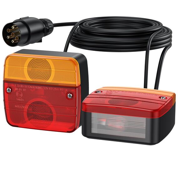 Justech Rückleuchten Rücklicht Set PKW-Anhänger Rücklicht Komplettset Leuchtensatz Anhängerbeleuchtung 12V 7-Pin Stecker mit 7,5m Kabel 5 Funktionen mit E11 für Wohnwagen Anhänger KFZ