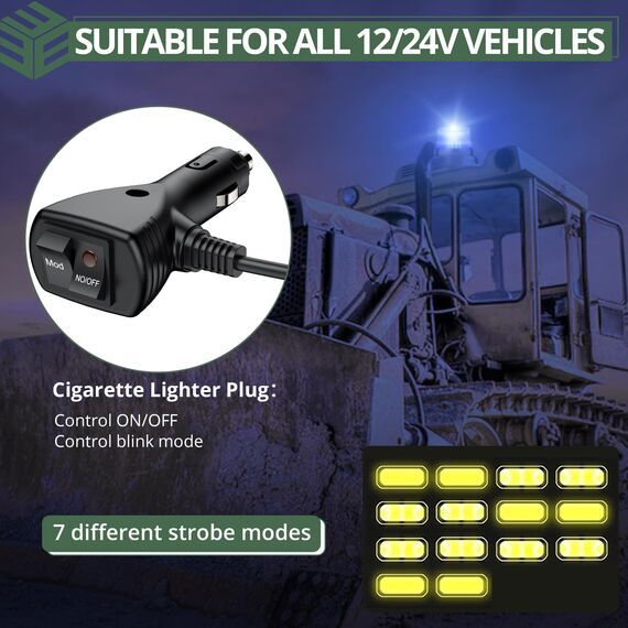 EYPINS 40 LED Rundumleuchte, 40W Auto Warnleuchte, Rundumleuchte Blau, Magnet Warnlicht Blinkleuchte Strobe Beacon Light mit 5 Meters-Kabel für 12V/24V Truck, KFZ, LKW, Traktor | E57 IP65