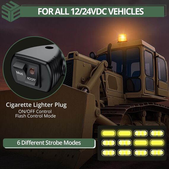 EYPINS Rundumleuchte 12V 24V 72 LED-Warnleuchte Auto, Gelb Rundumleuchte Magnet 6 Blitzmuster Blinklicht Auto, 5M Kabel Warnlicht Blinkleuchte Strobe Beacon Light für Truck KFZ LKW Traktor SUV