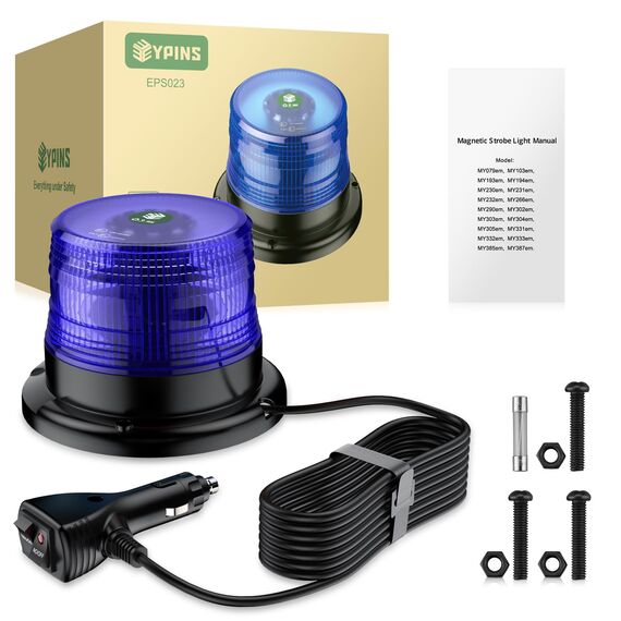 EYPINS 40 LED Rundumleuchte, 40W Auto Warnleuchte, Rundumleuchte Blau, Magnet Warnlicht Blinkleuchte Strobe Beacon Light mit 5 Meters-Kabel für 12V/24V Truck, KFZ, LKW, Traktor | E57 IP65