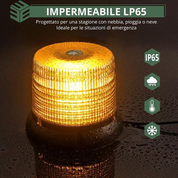 EYPINS Rundumleuchte 12V 24V 72 LED-Warnleuchte Auto, Gelb Rundumleuchte Magnet 6 Modi Blinklicht Auto, 5M Kabel Warnlicht Blinkleuchte Strobe Beacon Light für Truck KFZ LKW SUV | PC-Antireflex-Visier