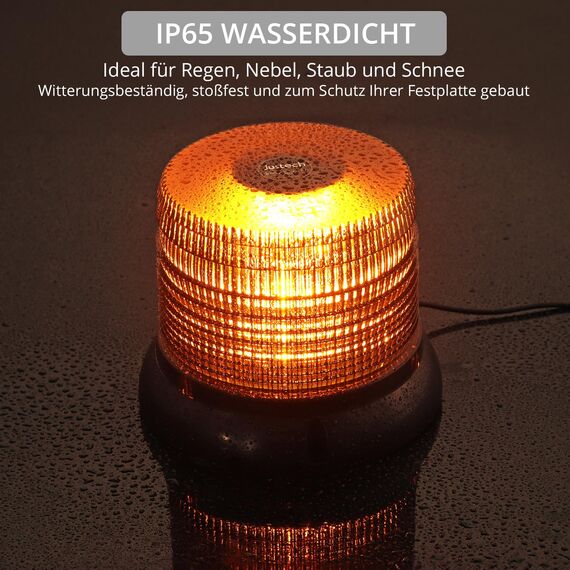 Justech Rundumleuchte 72LED Blitzleuchte Warnblinklicht Dreh-Stroboskop Licht Kabellose 6 Blitzmodi Warnleuchte mit Fernbedienung mit E57 IP65 Warnblinkleuchte Magnetfuß für 12V/24V LKW usw