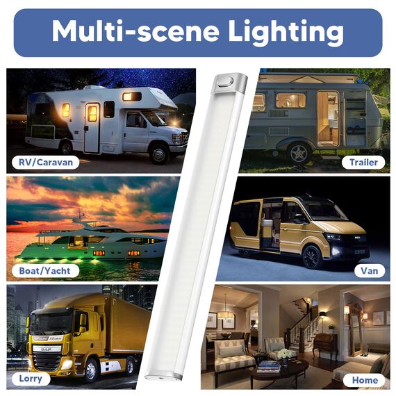 Kriogor 120 LED Innenbeleuchtung, 2 Stück 12V Leiste 1600LM 6W Led Lampe Wohnmobil mit Schalter, 30CM 6000K KFZ Beleuchtung Leiste für Auto Van Bus Caravan Boot Küche LKW Universal