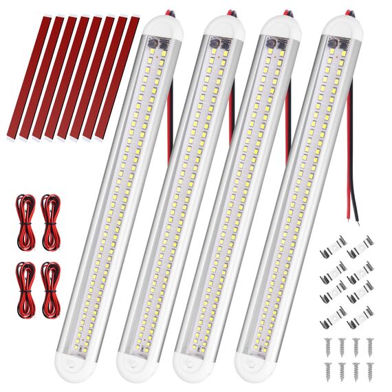 URAQT 12 V LED-Innenlichtleiste, 80 LEDs, 1600 lm, 8 W Gleichstrom, 12 Volt, LED-Lichtstreifen mit An-/Aus-Schalter mit 2 Verlängerungskabeln für Wohnmobil, LKW, Van, Wohnmobil, Anhänger
