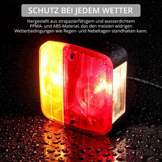 Justech Rückleuchten Rücklicht Set PKW-Anhänger Rücklicht Komplettset Leuchtensatz Anhängerbeleuchtung 12V 7-Pin Stecker mit 7,5m Kabel 5 Funktionen mit E11 für Wohnwagen Anhänger KFZ