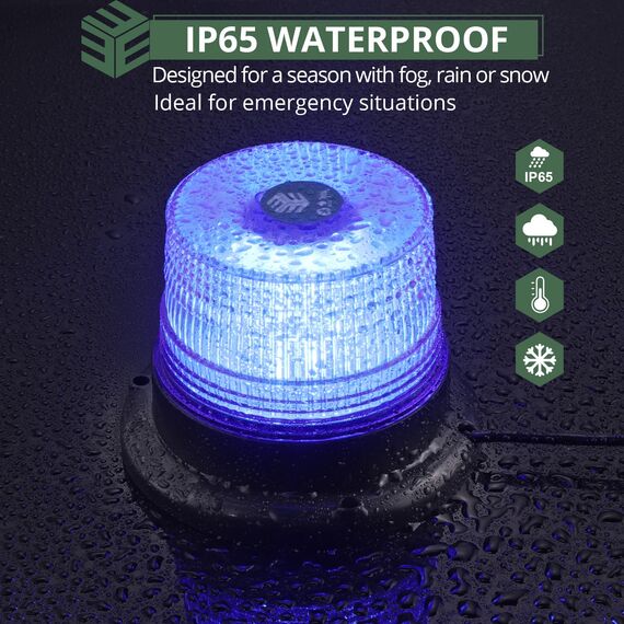 EYPINS 40 LED Rundumleuchte, 40W Auto Warnleuchte, Rundumleuchte Blau, Magnet Warnlicht Blinkleuchte Strobe Beacon Light mit 5 Meters-Kabel für 12V/24V Truck, KFZ, LKW, Traktor | E57 IP65