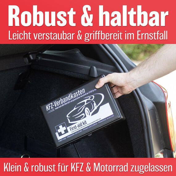 HELDENWERK Auto Verbandskasten 2026 europaweit einsetzbar & geprüft (StVO konform) - KFZ Erste-Hilfe-Set Verbandskasten DIN 13164 zertifiziert - PKW Verbandkasten Tasche, Erste Hilfe Kasten