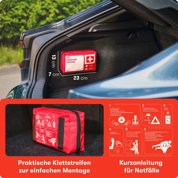 PURAHELP® Verbandskasten Auto inkl. Beatmungstuch [DIN 13164] - Erste Hilfe Set Auto StVO Konform für 2026 - KFZ Verbandskasten & Sanikasten Unterwegs - Notfallset Kompakt - First Aid Kit Car
