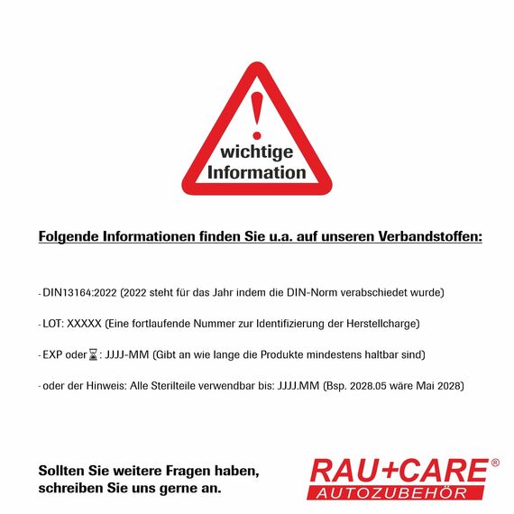 RAU KFZ-Verbandtasche schwarz - Inhalt: Erste Hilfe-Set nach DIN 13164 aktueller Stand - zertifiziert - für PKW- Motorrad- In- und Ausland