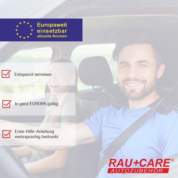 RAU KFZ-Verbandtasche schwarz - Inhalt: Erste Hilfe-Set nach DIN 13164 aktueller Stand - zertifiziert - für PKW- Motorrad- In- und Ausland