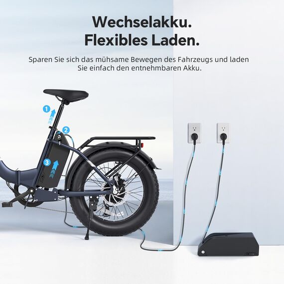 Touroll S2 2026 Klappbar E-Bike Herren, 250W 650W Peak Fatbike, 20"×4.0" All-Terrain Reifen, 150 km Reichweite, 720Wh Akku, StVZO Straßenzulassung – Elektrofahrrad für Stadt, Offroad & Pendler