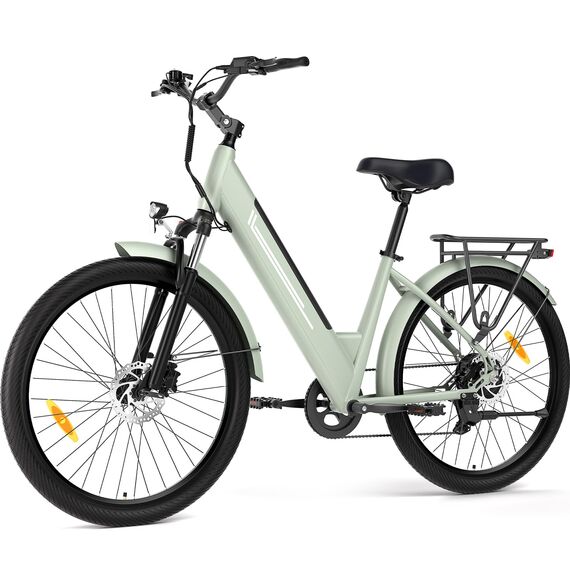 Touroll J1 Pro E-Bike 27,5 Zoll Tiefeinsteiger Elektrofahrrad für Damen Herren, 250W Pedelec mit Hydraulischen Scheibenbremsen, 36V 15,6Ah Akku bis 100km, 7-Gang Citybike mit StVZO, Grün