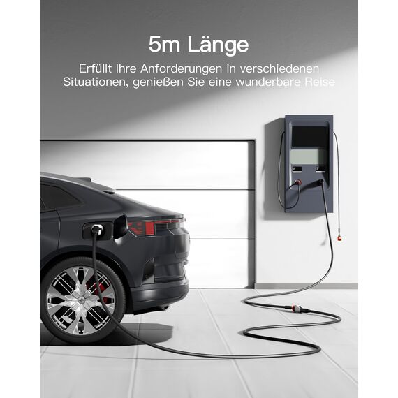 tomons Typ 2 Ladekabel, 22KW 5M 32A 3-Phasig,Elektroauto Typ 2 für EV/PHEV, Typ 2 auf Typ 2 EV mit Tragetasche und Mikrofasertuch für Model S/3/X/Y, ID.3, ID.4