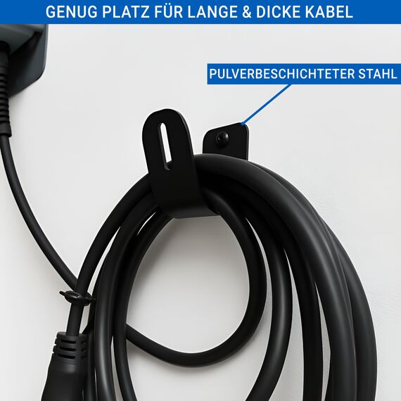 EVify Typ 2 Wandhalterung, Ladekabel Halterung • Stabile Wallbox Kabelhalterung mit glatten Kanten, inkl. Montagezubehör