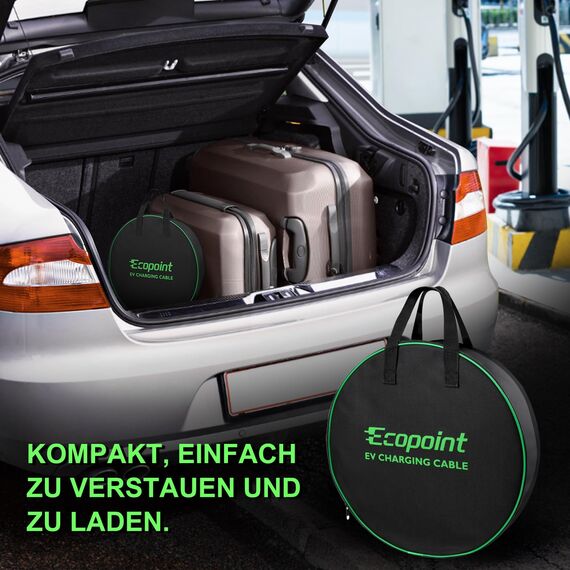 ECOPOINT Typ 2 Ladekabel für Elektrofahrzeuge, 22 kW, tragbares 3-Phasen 32A,Mennekes Mode 3 Ladekabel für EV und PHEV (7,5M Spiral Kabel)