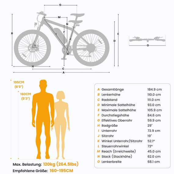 Touroll U1 E-Bikes, 26/29 Zoll E Bike Herren Damen mit Abnehmbarer 36V 13Ah Akku, 250W Motor MTB, E-Mountainbike mit 21 Gang, Elektrofahrrad Reichweite über 65KM, CST Off-Road-Reifen
